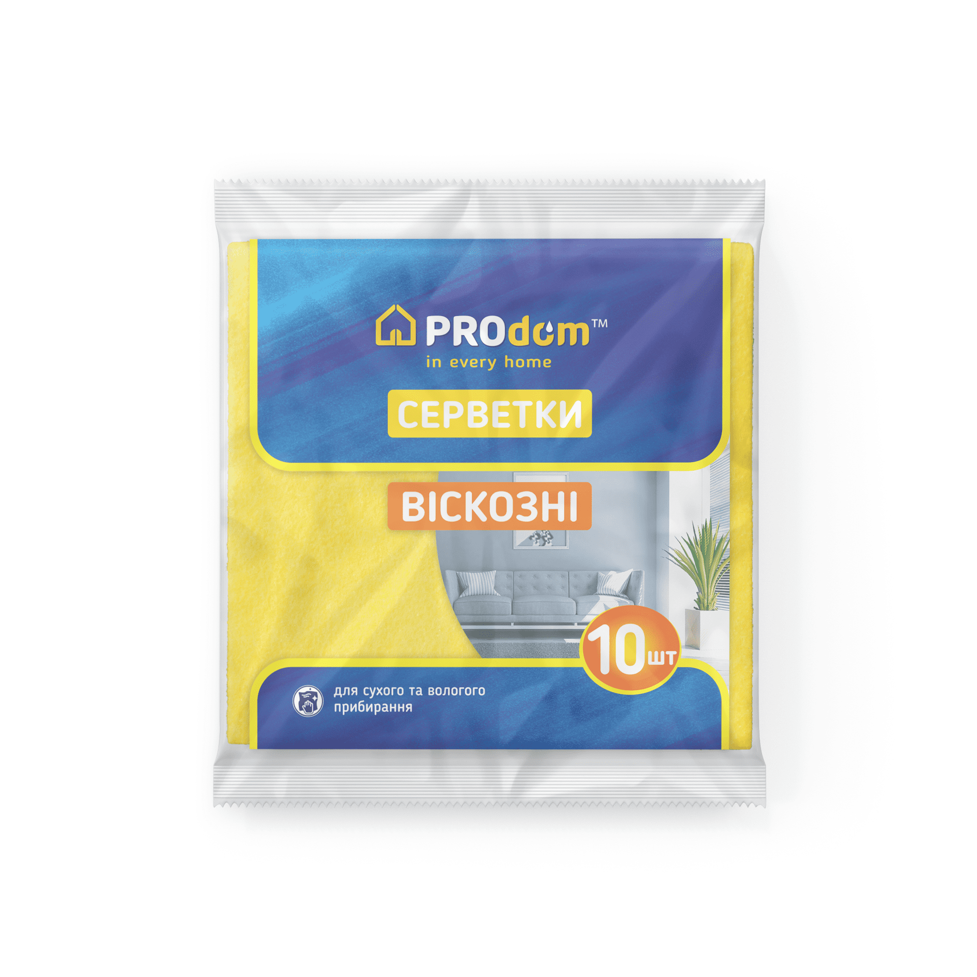 Серветки віскозні Продом ШК 10 шт 30*36см, кольори в асортименті