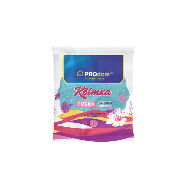 Губка банна КВІТКА 1шт з мас.шаром 105*105*47