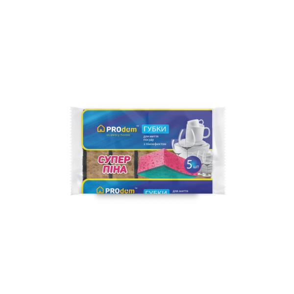 Губка кухонна 5 шт пориста "СУПЕР ПІНА " Губка кухонна 5 шт пориста "СУПЕР ПІНА "
