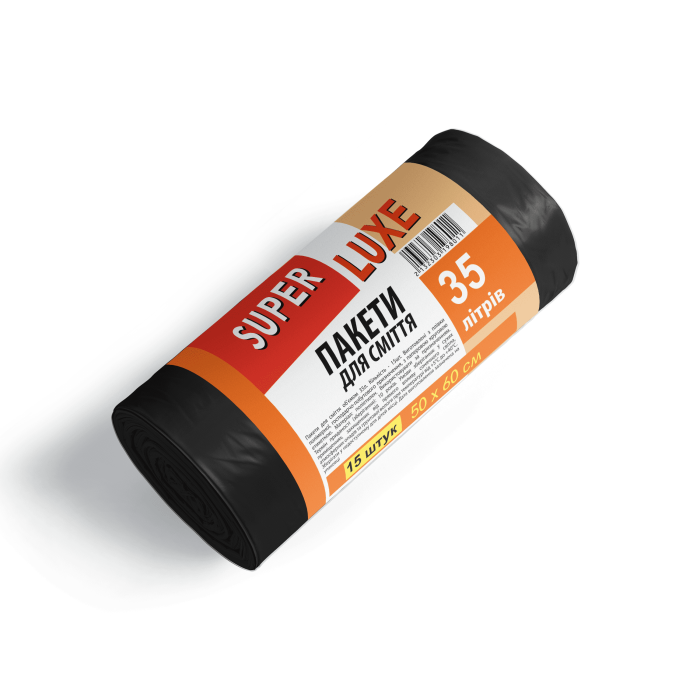 Пакети для сміття   35*15
(50х55/17 вага 0,125кг)