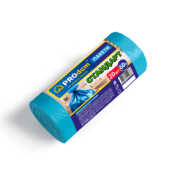 Пакети для сміття ТМ "Продом" СТАНДАРТ  
(синій , 60*70*10 мкм, вага 0,170) 
60л 20шт Пакети для сміття ТМ "Продом" СТАНДАРТ  
(синій , 60*70*10 мкм, вага 0,170) 
60л 20шт