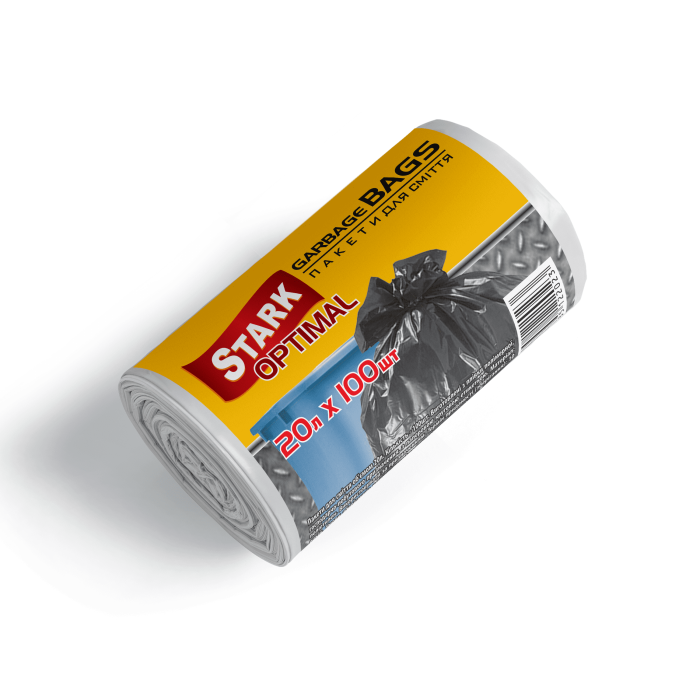 Пакети для сміття 20*100 БІЛІ ТМ Stark Optimal
(45х50/6,5 вага 0,300кг)