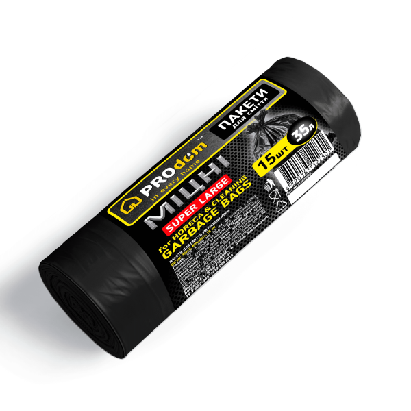Пакети для сміття ТМ "Продом" МІЦНІ  
(чорні міцні , 50*60*15 мкм, вага 0,135 кг) 
35л 15шт Пакети для сміття ТМ "Продом" МІЦНІ  
(чорні міцні , 50*60*15 мкм, вага 0,135 кг) 
35л 15шт