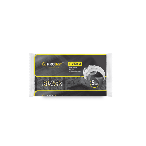 Губка кухонна 5 шт пориста 
"BLACK" PRODOM 
(95х65х35) Губка кухонна 5 шт пориста 
"BLACK" PRODOM 
(95х65х35)
