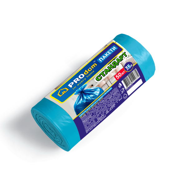 Пакети для сміття ТМ "Продом"  СТАНДАРТ  
(синій , 50*60*10 мкм, вага 0,285 кг) 
35л 50шт Пакети для сміття ТМ "Продом"  СТАНДАРТ  
(синій , 50*60*10 мкм, вага 0,285 кг) 
35л 50шт