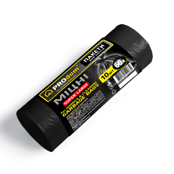 Пакети для сміття ТМ "Продом" МІЦНІ  
(чорні міцні , 60*70*17 мкм, вага 0,135 кг) 
60л 10шт Пакети для сміття ТМ "Продом" МІЦНІ  
(чорні міцні , 60*70*17 мкм, вага 0,135 кг) 
60л 10шт