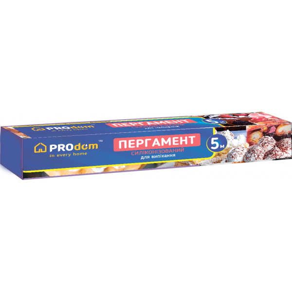 Пергамент для випікання  5 м 
білий СИЛІКОН, без втулки
 PROdom (в коробці) Пергамент для випікання  5 м 
білий СИЛІКОН, без втулки
 PROdom (в коробці)